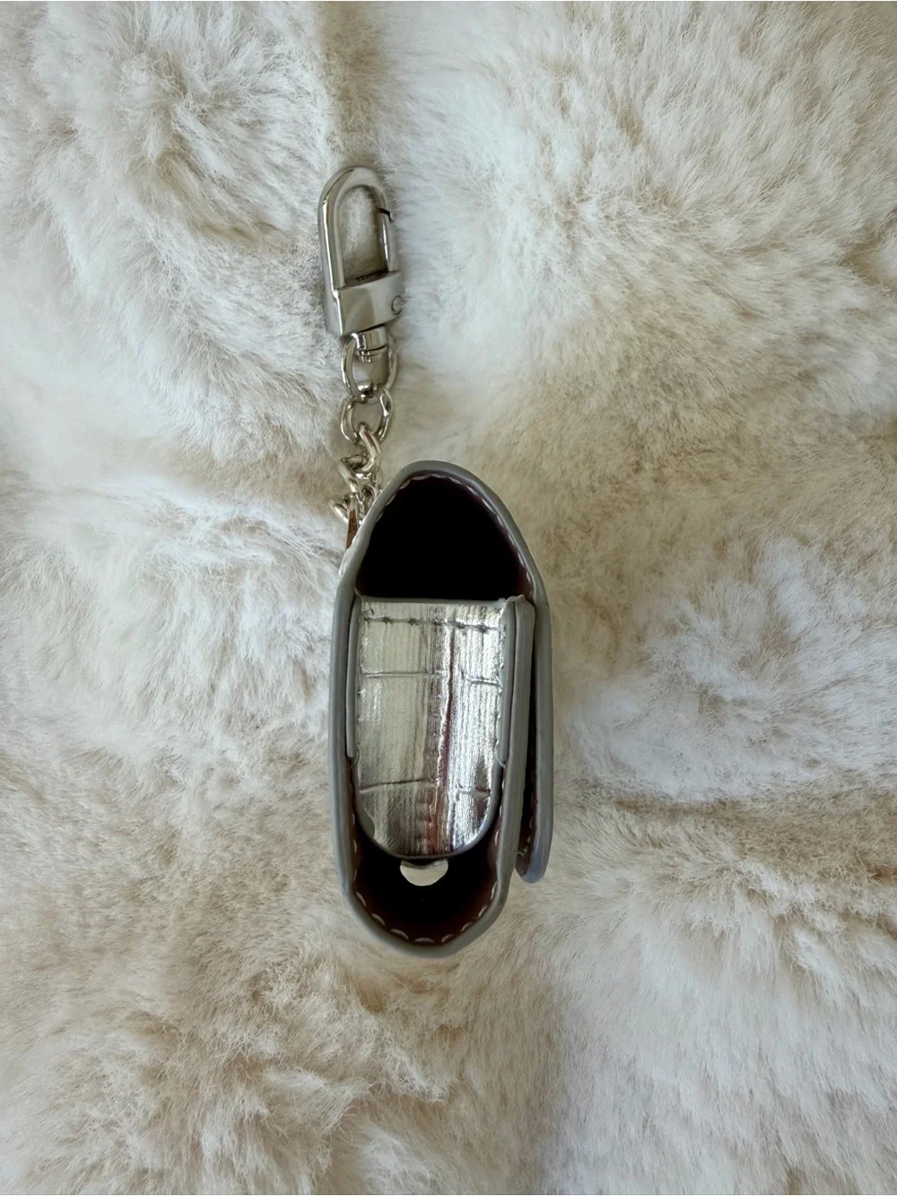YSL  monogram AirPod case silver